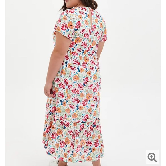 NWT Torrid IVORY FLORAL GAUZE BUTTON FRONT DRESS - Picture 2 of 3